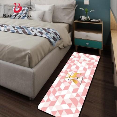 Bubble Kiss Pink Rug Nordic Style Bedroom Non-Slip Decor Carpet Elk Pattern Double Layer Cotton Home Computer Table Decor Rug