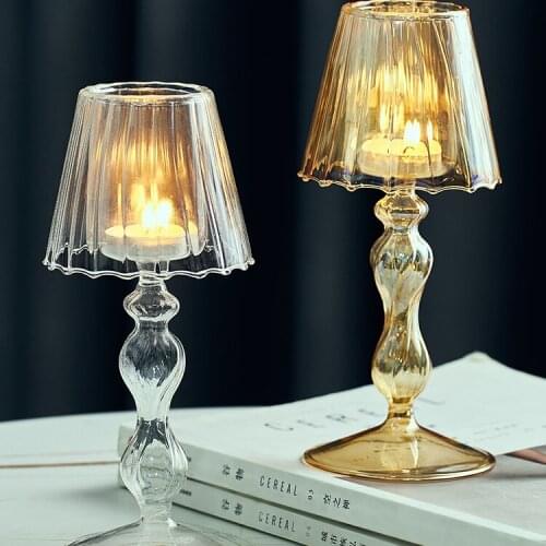 Glasses Modern Nordic Candle Holders Candlestick Clear Votive Candle Holders Aesthetic Table Portavelas Home Decoration EI50CH