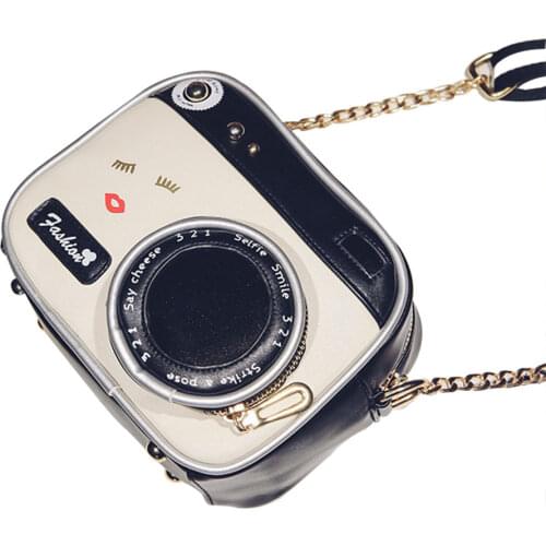 Camera Shape Crossbody Single Shoulder Bag with Golden Chain for Travel Shopping Best Sale-WT