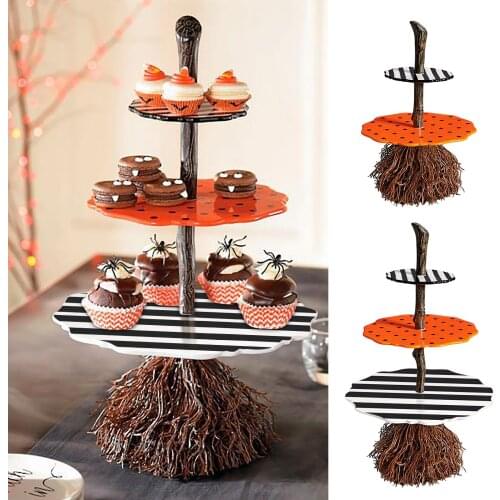 Halloween Pumpkin Snack Plate Stand Witch Bowl Cake Stand Dessert Fruit Plate Party Buffet Display Tray Plate