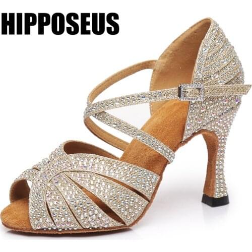 New Women Latin Dance Shoes Girls Tango Ladies Modern Ballroom Dance Shoes High Heels Soft Sole Dancing Shoes Professional Black