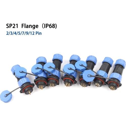 Waterproof Cable Connector SP21 Flange Type 2 3 4 5 7 9 12 pin Quick Aviation connector Electric plug socket