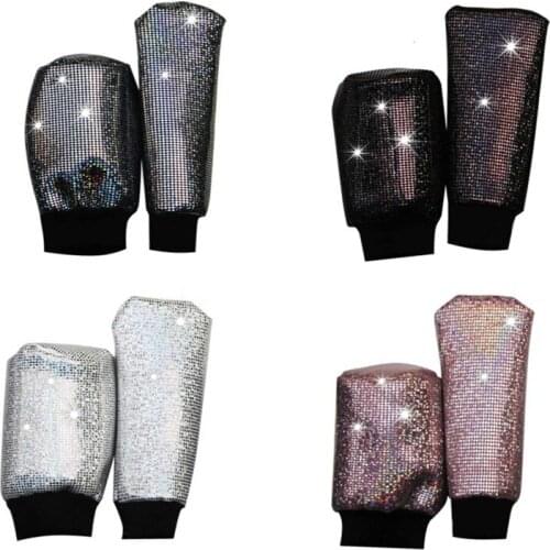Colorful Diamond Crystal Car Gear Shift Collar Cover Bling Rhinestones Auto Shifter Hand Brake Decorations Interior Accessories