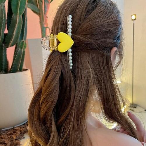 New Women Cute Heart Pearls Hair Claws Sweet Back Hair Hold Hair Decorate Clips Hairpins Headband Fashion Hair Accessories