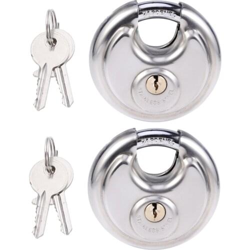 2 Sets Stainless Steel Discus Lock Anti-Theft Padlock For Warehouse Door Bicycle Window Sheds Garages Fence