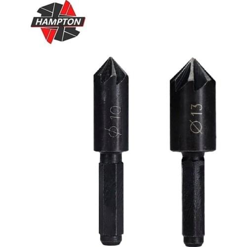 Countersink Drill Bit 2pcs 10/13mm 1/4" Hex Shank High Carbon Steel Countersink Bore Set 7 Flute Chamfer Cutter Wood Hole Drill