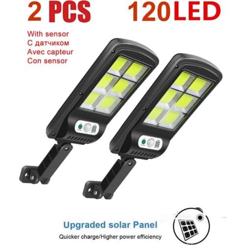 2pcs tabular oblong COB Solar Powered Outdoor Street Wall Light Motion Sensor Home Garden Security Lamp Decoration Night Light W