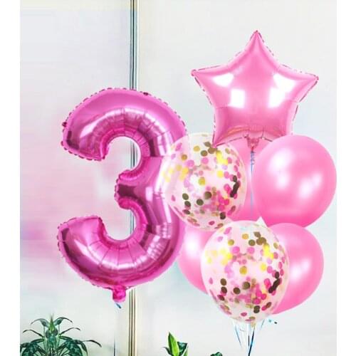 32inch Deep Blue/Pink Number0-9 Balloon With Confetti Balloon Happy Birthday accessoire evjf Baby Shower decoraciones de fiestas