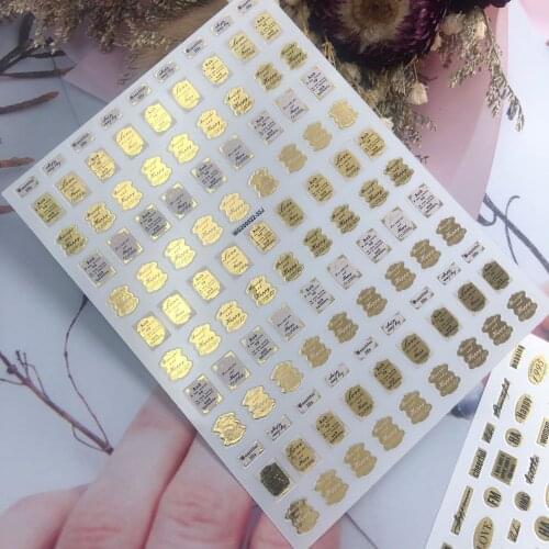 3D Nail Sticker English Bronzing Nail Sticker Design DIY Tips Nail Art Decoration Packaging Self-adhesive Transfer Decal Slider