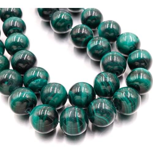 Natural malachite smooth round stone beads Loose needlework Bead Gemstone gift For Jewelry Making DIY women Bracelet Necklace