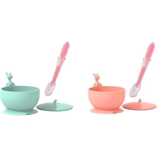 Kids Anti-Fall Kangaroo Bowl Tableware Set Kid Dinner Plate Baby Training Bowl Spill-Proof Solid Feeding Dishes