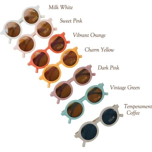 Childrens Sunglasses Infants Retro Solid Color Ultraviolet-proof Round Glasses Eyeglass for Kids