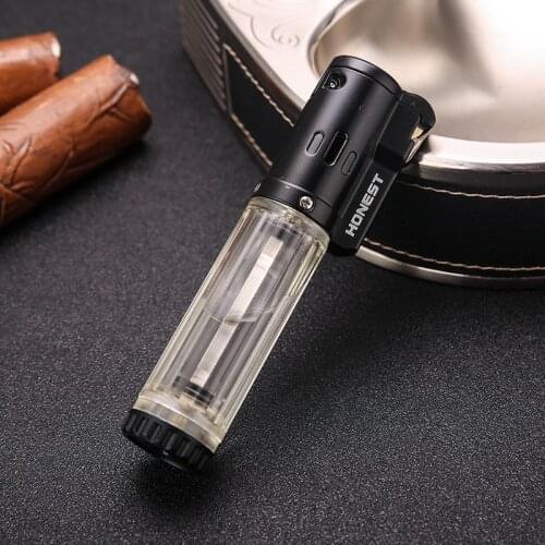 Torch Turbine Transparent Lighter Flint Jet Butane Gas Windproof Lighter Direct Fire Welding Cigarette Cigar Mens Gadget Gift