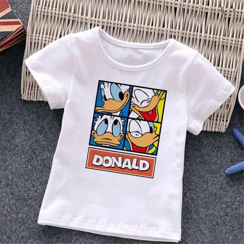 Graphic Tees For Kids Summer Short Sleeve Casual Loose O-neck Tshirts Baby Girl Boys T-shirt Donald Duck Printed Toddler Clothes