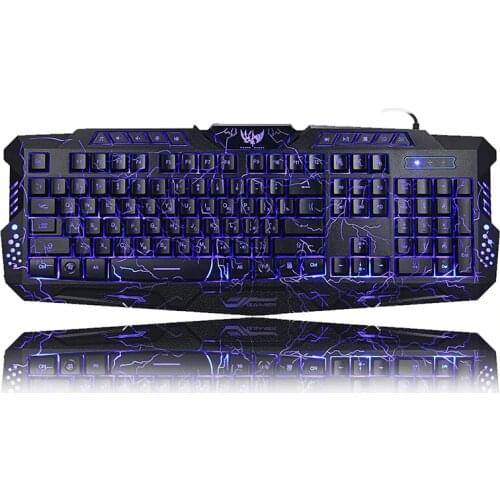 Tri-Color Backlit Computer Gaming Keyboard Teclado USB Powered Full N-Key Game Keyboard for Desktop Laptop Spanish arabic Hebrew