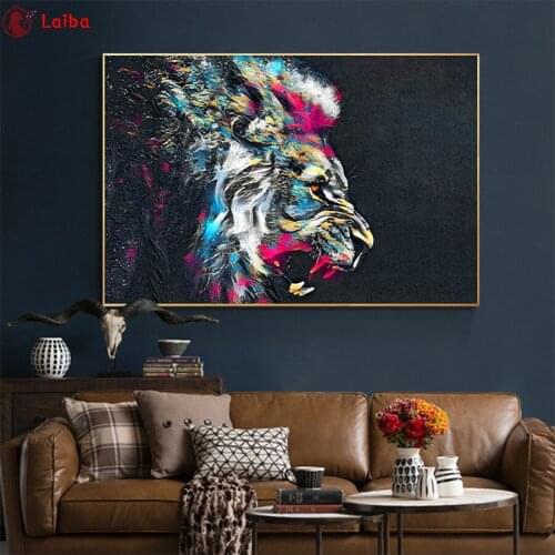 Pictures 5d diamond painting Abstract art, painted lion head full novelty mosaic art diamond embroidery icons new hot