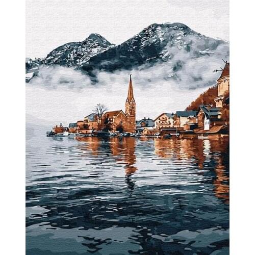 GATYZTORY Paint By Numbers For Adults Children Town Landscape Picture Drawing On Canvas DIY HandPainted Oil Painting Home Decor