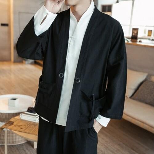 Kimono cardigan men Japanese obi male yukata mens haori Japanese samurai clothing traditional Japanese clothing FF001
