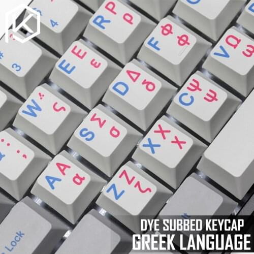 Kprepublic 139 greek root Greece blue cyan font language Cherry profile Dye Sub Keycap PBT for gh60 xd60 xd84 tada68 87 104