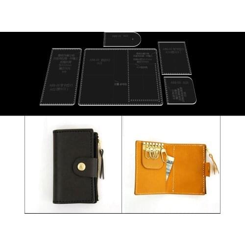 Laser Cut Acrylic Template Pattern For DIY Handmade Short Wallet Key Case Leather Craft Sewing Pattern Sewing stencils