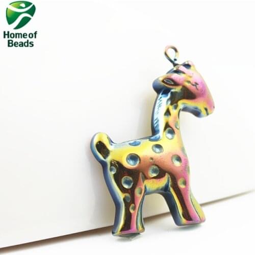 Fashion hot sale hematite rainbow Sika deer pendant accessories diy accessories HP1135