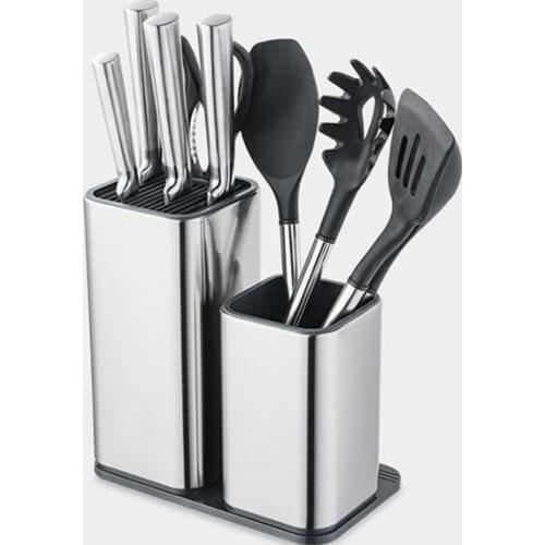 Multifunctional Kitchen Stainless Steel Knife Holder Utility Cut Knives Scissors Stand Home Storage Box Accessories Supplies