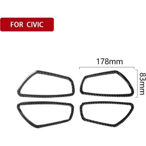 4pcs Carbon Fiber Stickers Interior Door Handle Bowl Cover Frame Trim Protector Strip for Honda Civic 10th 2016-2019
