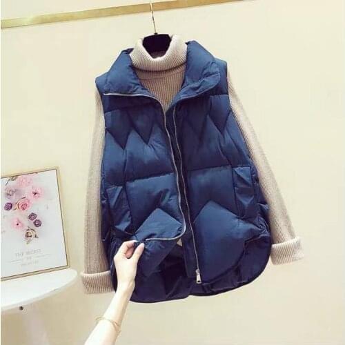 2021 New Autumn And Winter WomenS Sleeveless Vest Wild WomenS Cotton Vest Mid-Length Jacket Thick Warm Women Waistcoat K1392