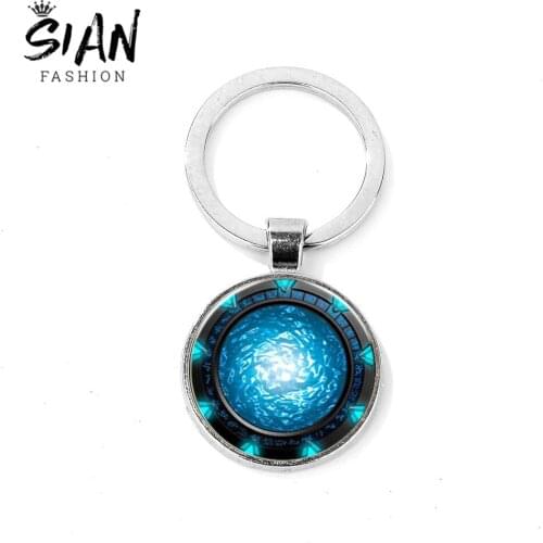 SIAN New Arrival Stargate Portal Atlantis Keychain Handmade Art Picture Glass Cabochon Key Chain SGA TV Drama Jewelry Fans Gift
