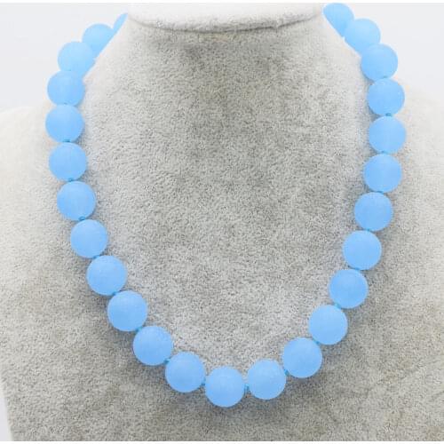 Wow! blue agates stone 12mm 14mm blurry round necklace bracelet 18inch 7.5inch wholesale beads
