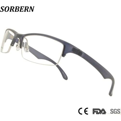 SORBERN TR90 Optical Glasses Frames Ultralight Men Eyeglasses Warp Sports Style Myopia Glasses Clear Lens Male Half Rim Eyewear