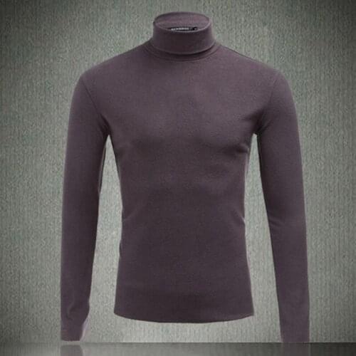 Autumn Pure Color 2020 Winter New Velvet Thicken Turtleneck Men T shirts Long Sleeve Man T-Shirts Plus Size M- 5XL #81820