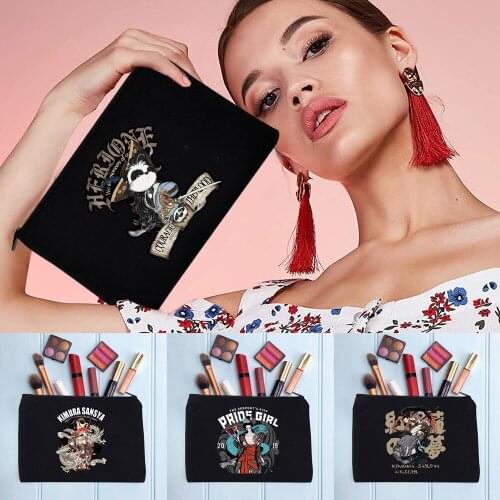 Casual Womens Cosmetic Bag Zipper Makeup Bag Female Handbags Black Pencil Cases Female Cosmetic Cases