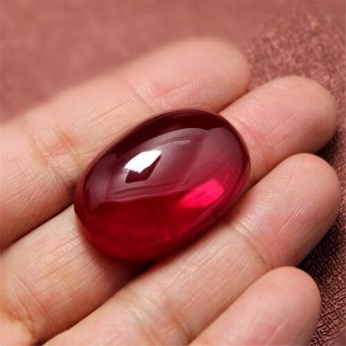 Ruby Oval Cabochon Smooth Polished Surface Egg Shape Blood-red Ruby Cabochon Flat Back 18x15mm 20x30mm GR12