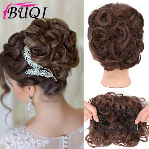 BUQI Synthetic Hair Pieces Chignon Comb Clip In Curly Hair Extension Updo Cover Hairpiece Extension Hair Bun for Women