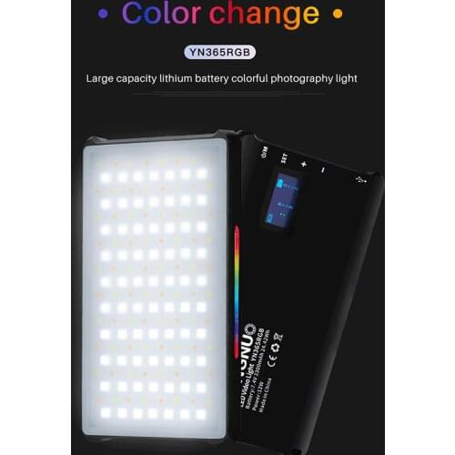 YONGNUO YN365 RGB LED Photography Studio Lighting Full Color 2500k-8500k 3300mAh Rechargeable Battery Lamp Video Pocket Light