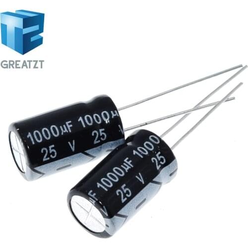 GREATZT 10PCS Electrolytic capacitors 25V 1000UF 1000UF/25V 10 * 17MM