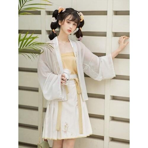 Improved Hanfu Women Feastival Outfit Stage Costume Fairy Clothes Pricess Cosplay Costume Pleated Skirt Folk Dancewear DL8167