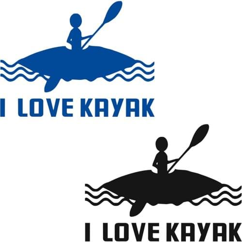 Waterproof I LOVE KAYAK Kayak Canoe Vinyl Stickers Boat Funny Decal Car Window Home Car Decor Durable Stickers Acce 153x115 mm