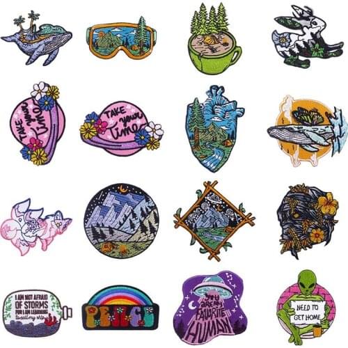 Fashion Animal Forest Embroidered Patches For Clothing Iron on Jacket Applique Accessories Decor Letter Heart Fusible Sewing