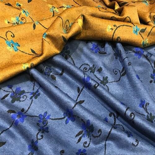 Moderate Thickness Plant Flowers Jacquard Fabric for Dresses Shirts Sewing Material Knitted Wool Cloth Per Meter Home Textile