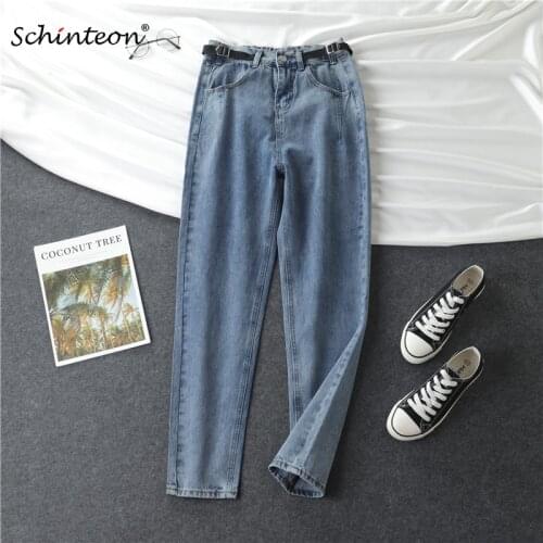 Schinteon Denim Full Length Women Harem Pants Loose Women Straight Casual Trousers Over Size High Waist Autumn 2019
