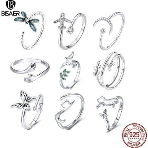 Hot Sale BISAER Purple Crystal Original 925 Sterling Silver Ring Love Heart Infinity Finger Rings for Women Engagement Jewelry