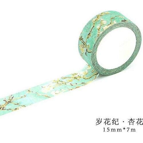 1pcs Apricot Flower Student Sticker Hand Account Album Decorative Water Color Washi Tape Office Adhesive Tape1.5CM*7M