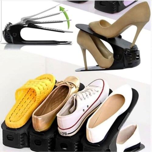 10pcs Double Layer Adjustable Shoe Organizer Shoe Box Stand Rack Shoe Space Saving Cabinet Shoe Storage Rack Home