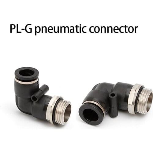 10PCS PL-G Threaded Elbow Pneumatic Connector Hose Quick Fitting Pipe Connector Pneumatic Components 4-16mm PL4-GM5 PL6-G01