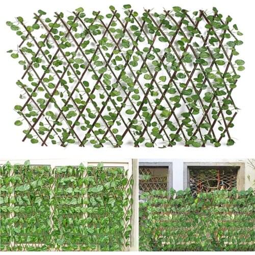 10PCS Retractable Artificial Garden Fence Expandable Faux Ivy Privacy Fence Wood Vines Climbing Frame Gardening Plant Decor 10PC