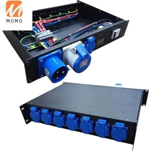 19 inch 2U Rack mount power distribution metal box with voltmeter