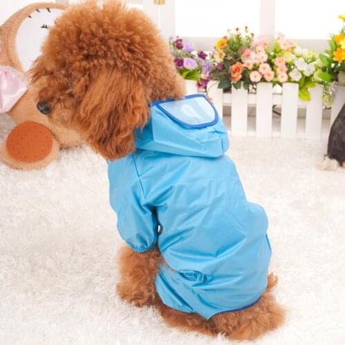 Dog Puppy Raincoat Outdoor Waterproof Dog leisure Hoodies Apparel Raincoat Jacket 2 Solid Colors Hot Selling Pet Costume