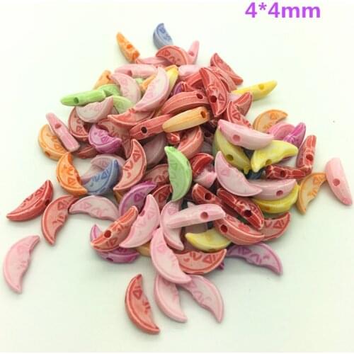 50pcs 4*4mm Moon Mixed Colors Acrylic Perforation Beads DIY Jewelry Making Earrings Necklace Bracelet Accessories #No-36